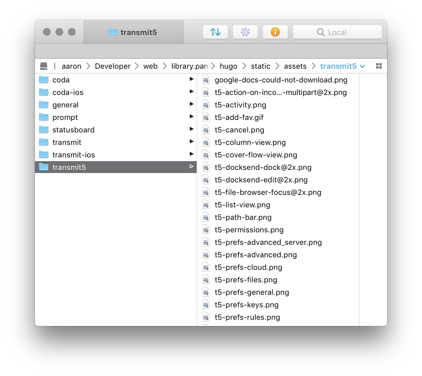 A file browser using column view.
