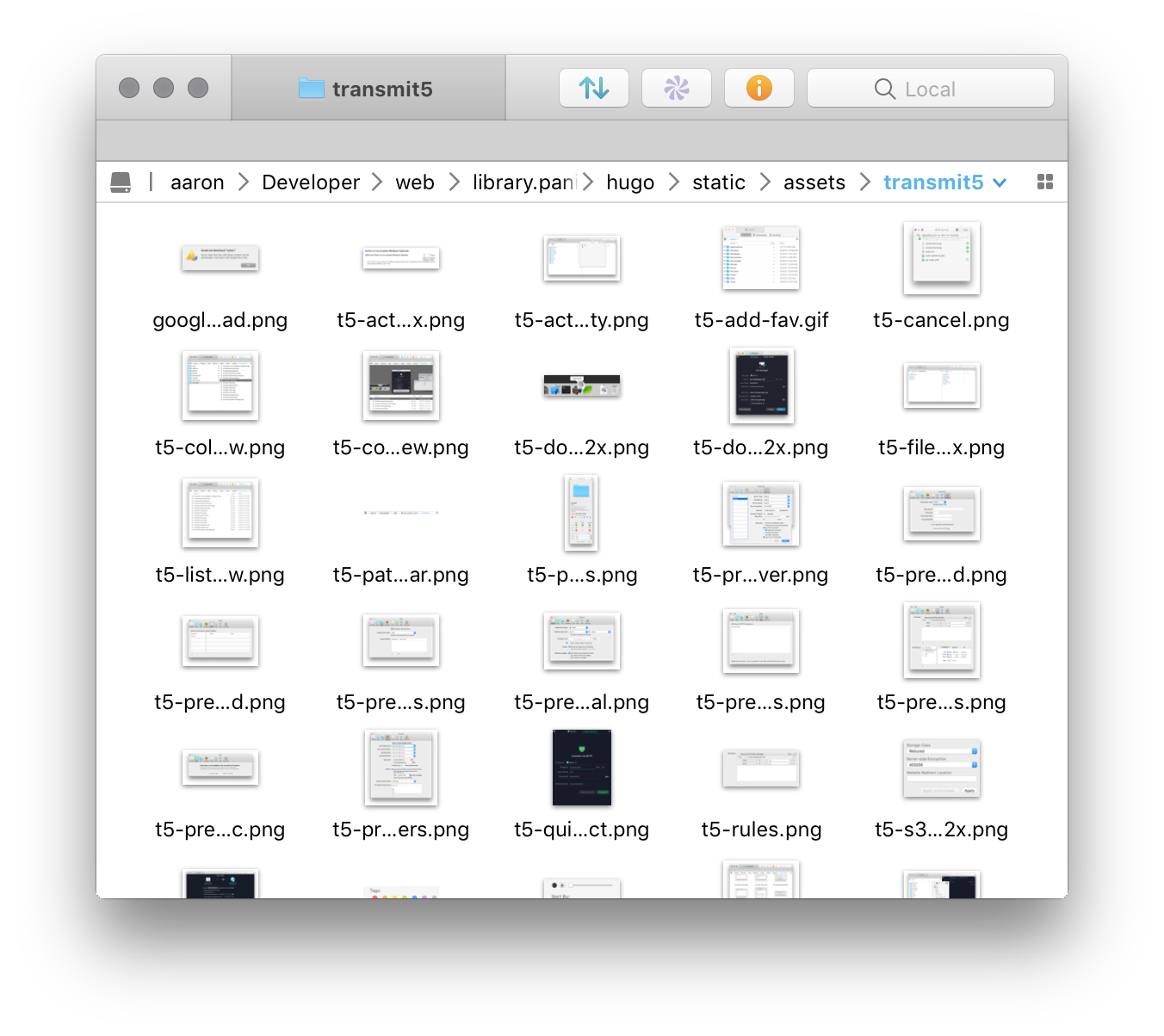 A file browser using thumbnail view.