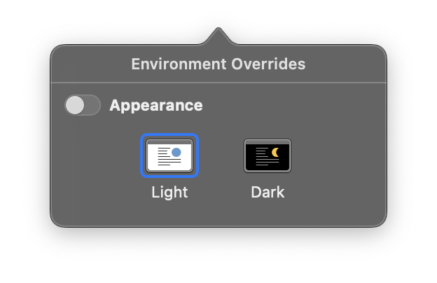 Setting environment overrides in a Preview tab.