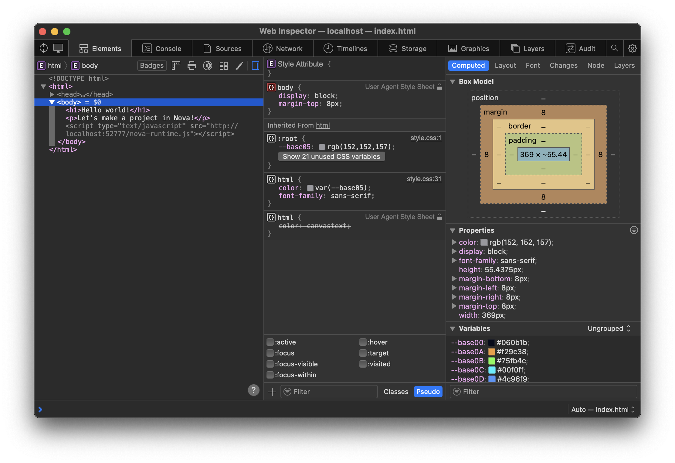 The WebKit Web Inspector.