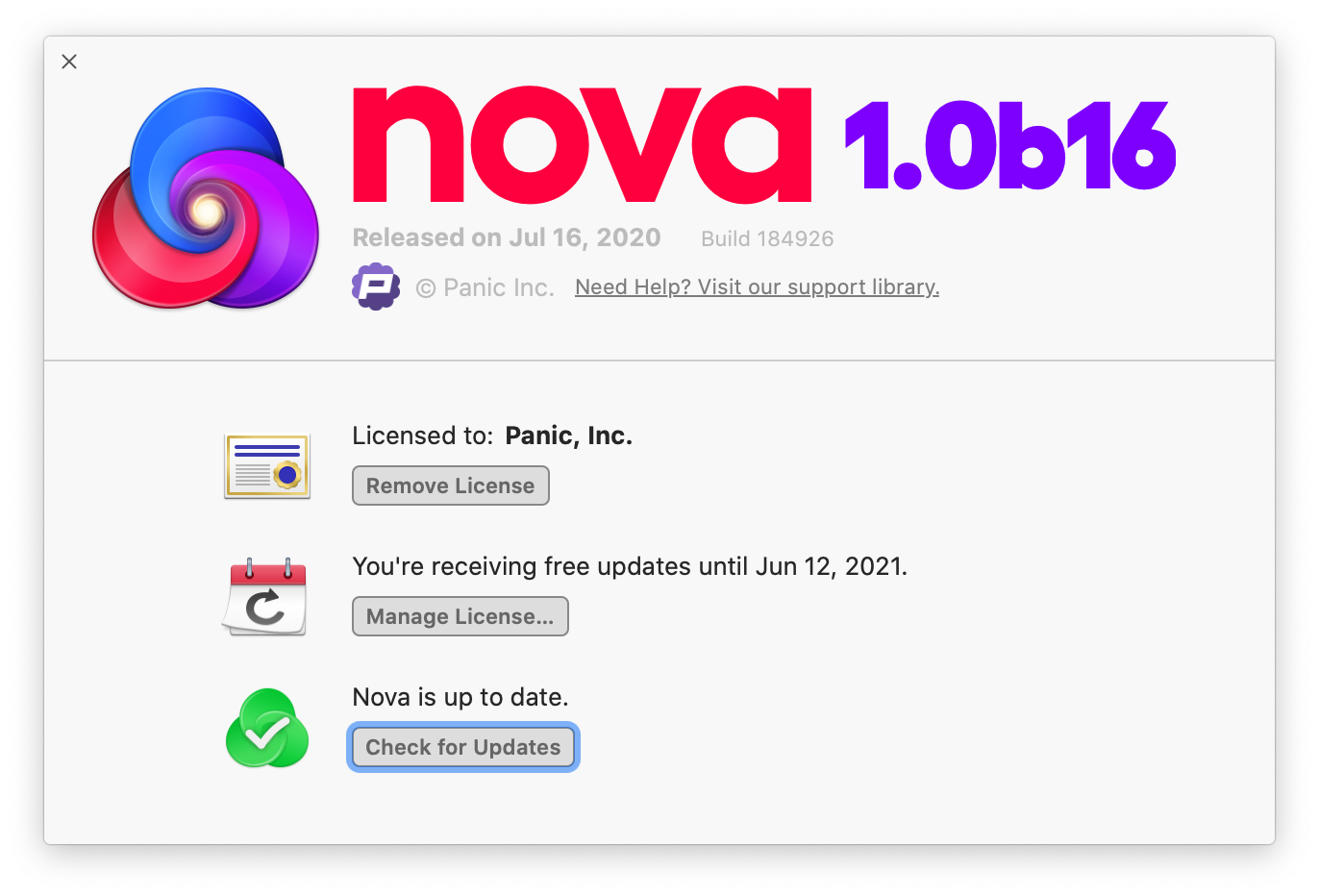 nova license info