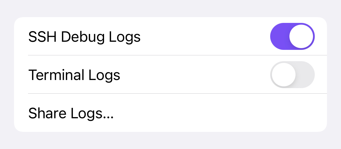 logging settings on iOS