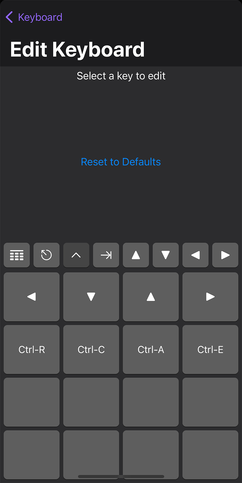 The Custom Keyboard in Edit mode.