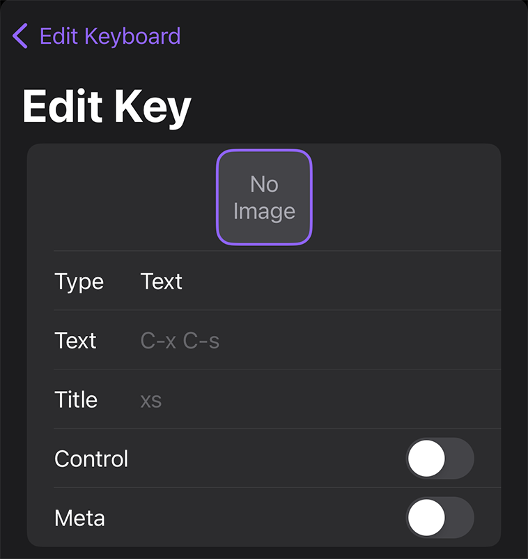 Editing a Custom Keyboard key.