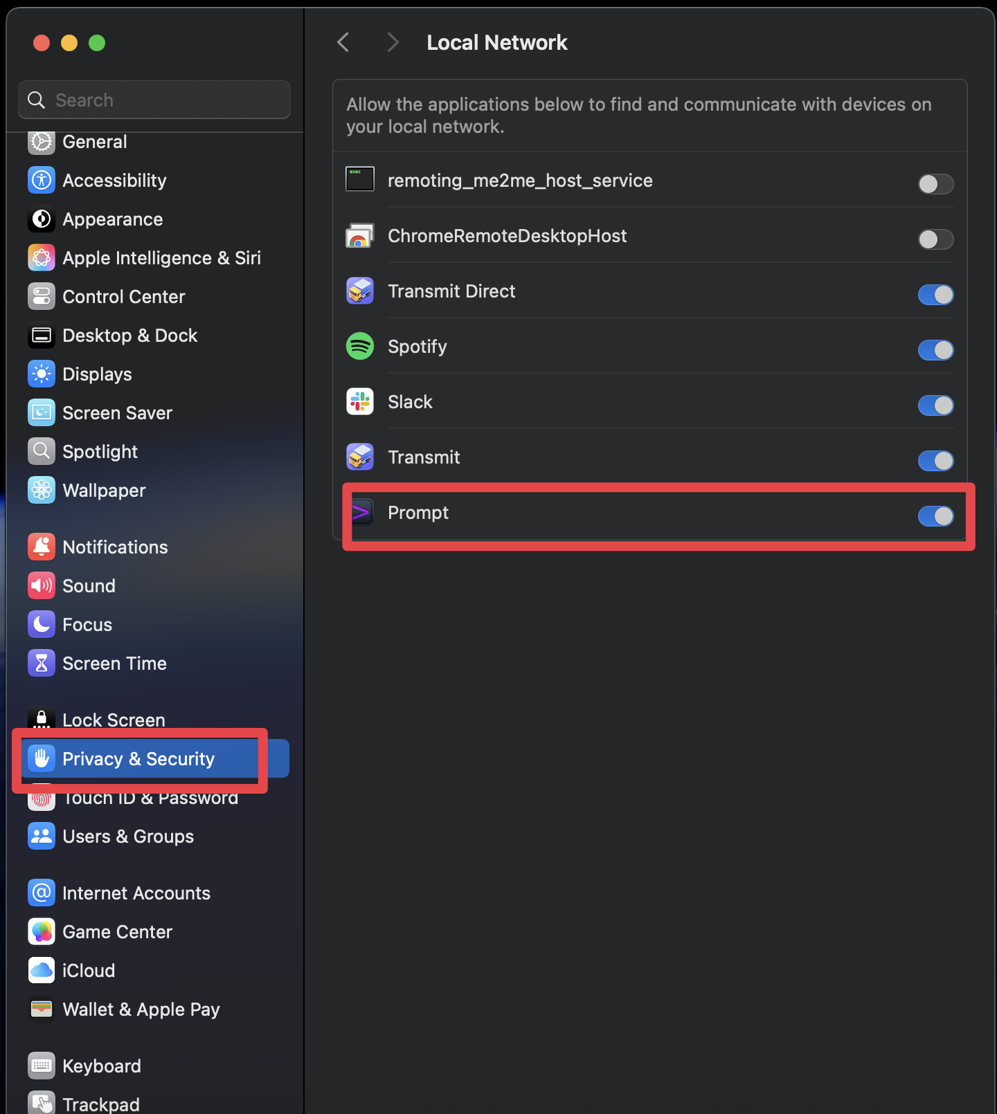 Prompt Local Network Prompt Local Network