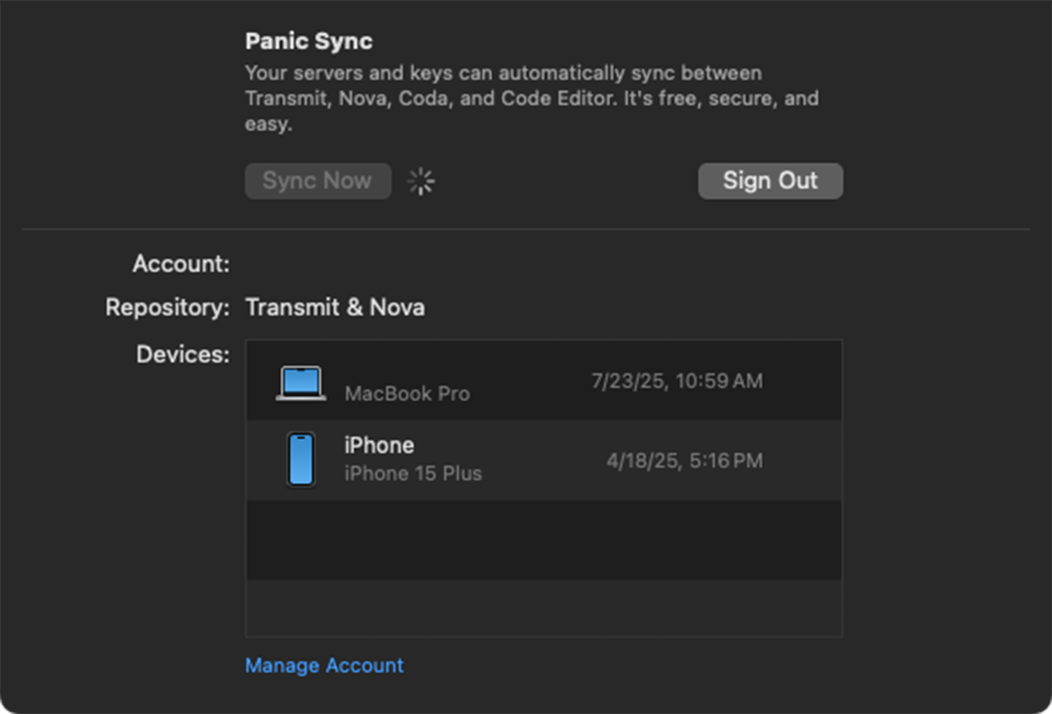 Panic Sync Window