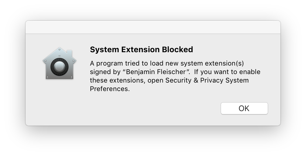 System Extension Blocked alert