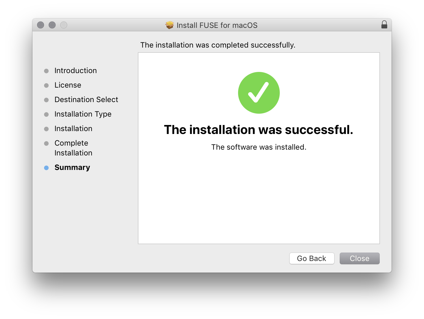 Install Complete screenshot