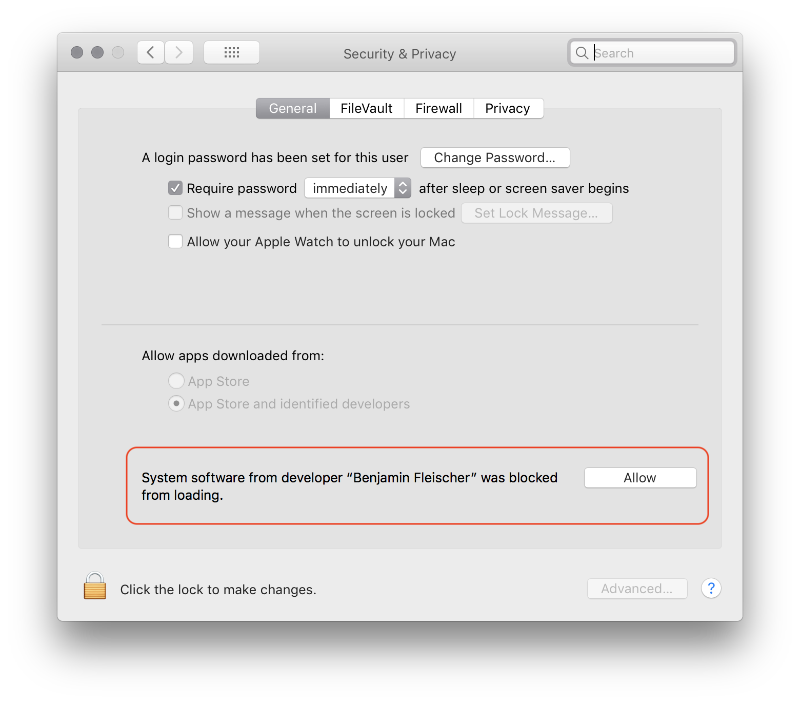 System Preferences, Security & Privacy