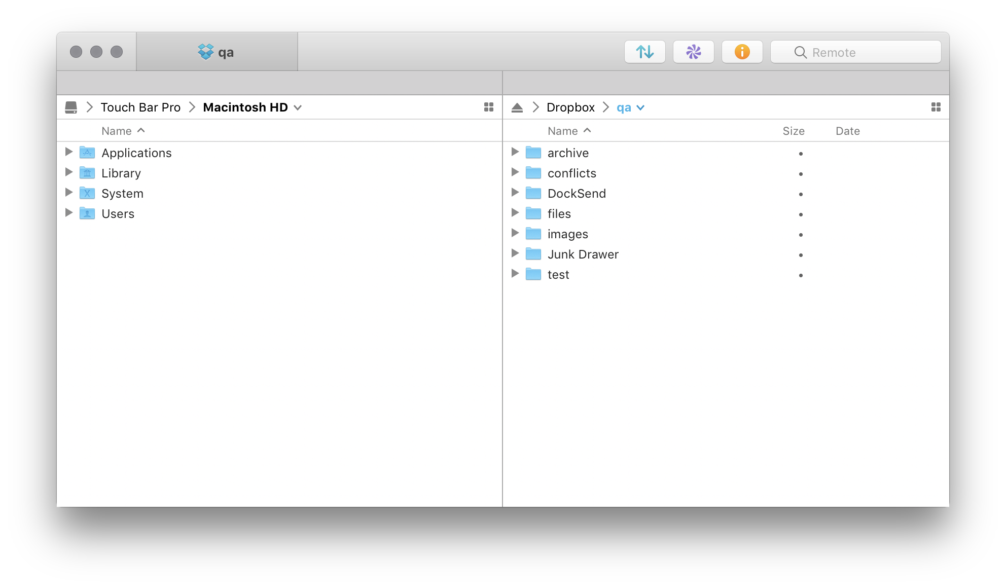 A file browser focused on the right pane.