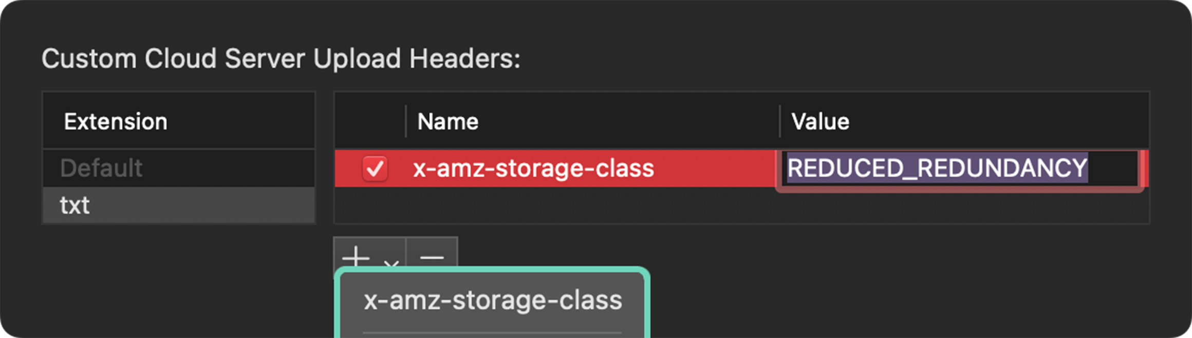 x-amz-storage-class Header