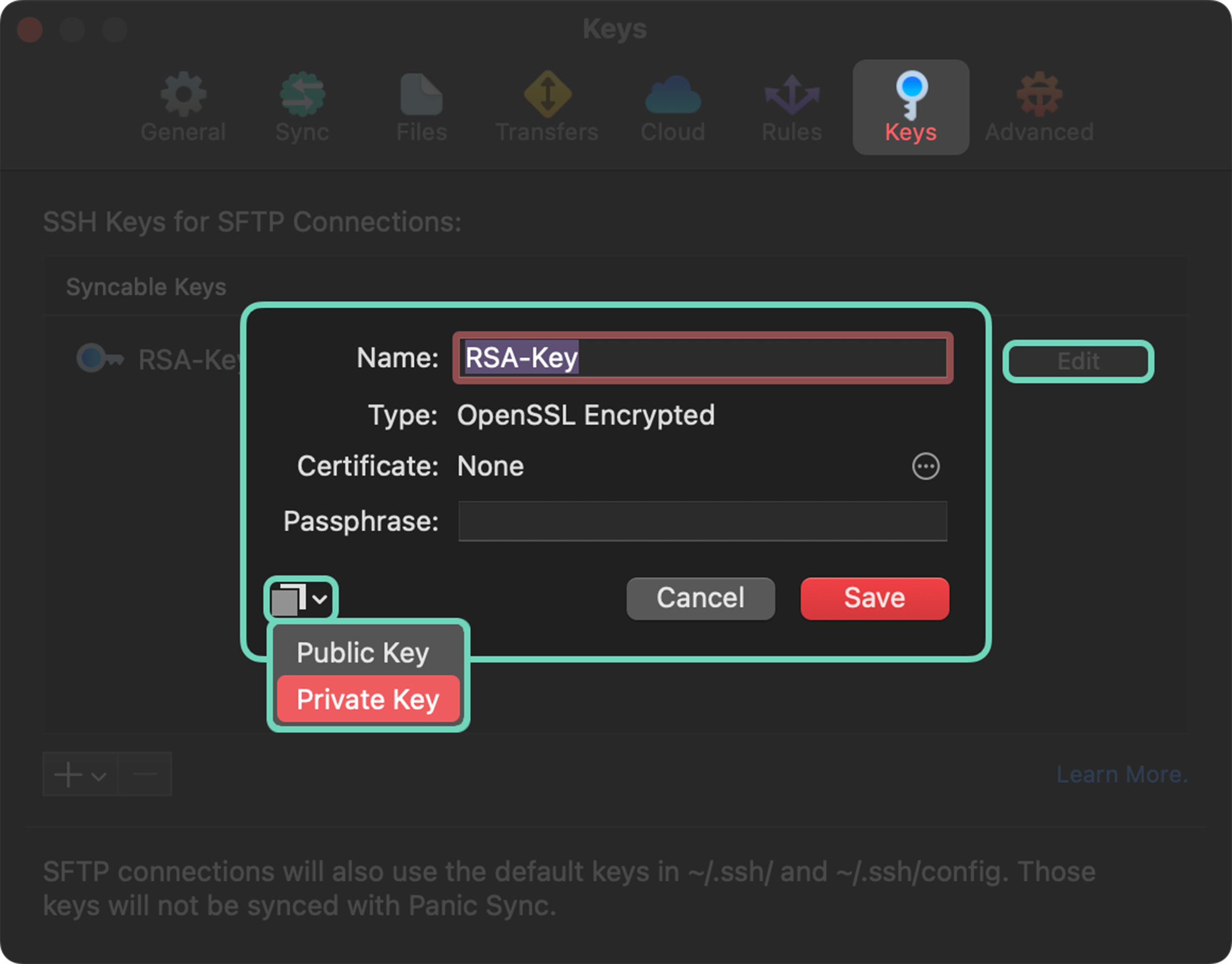 Editing an already Generated Key
