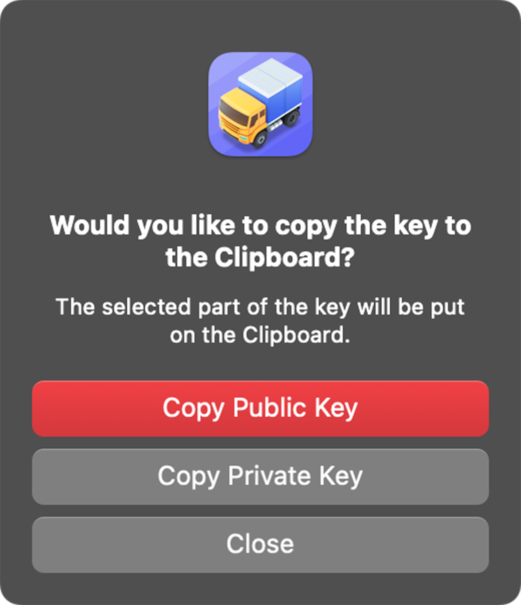 Copy the Public and Private Keys