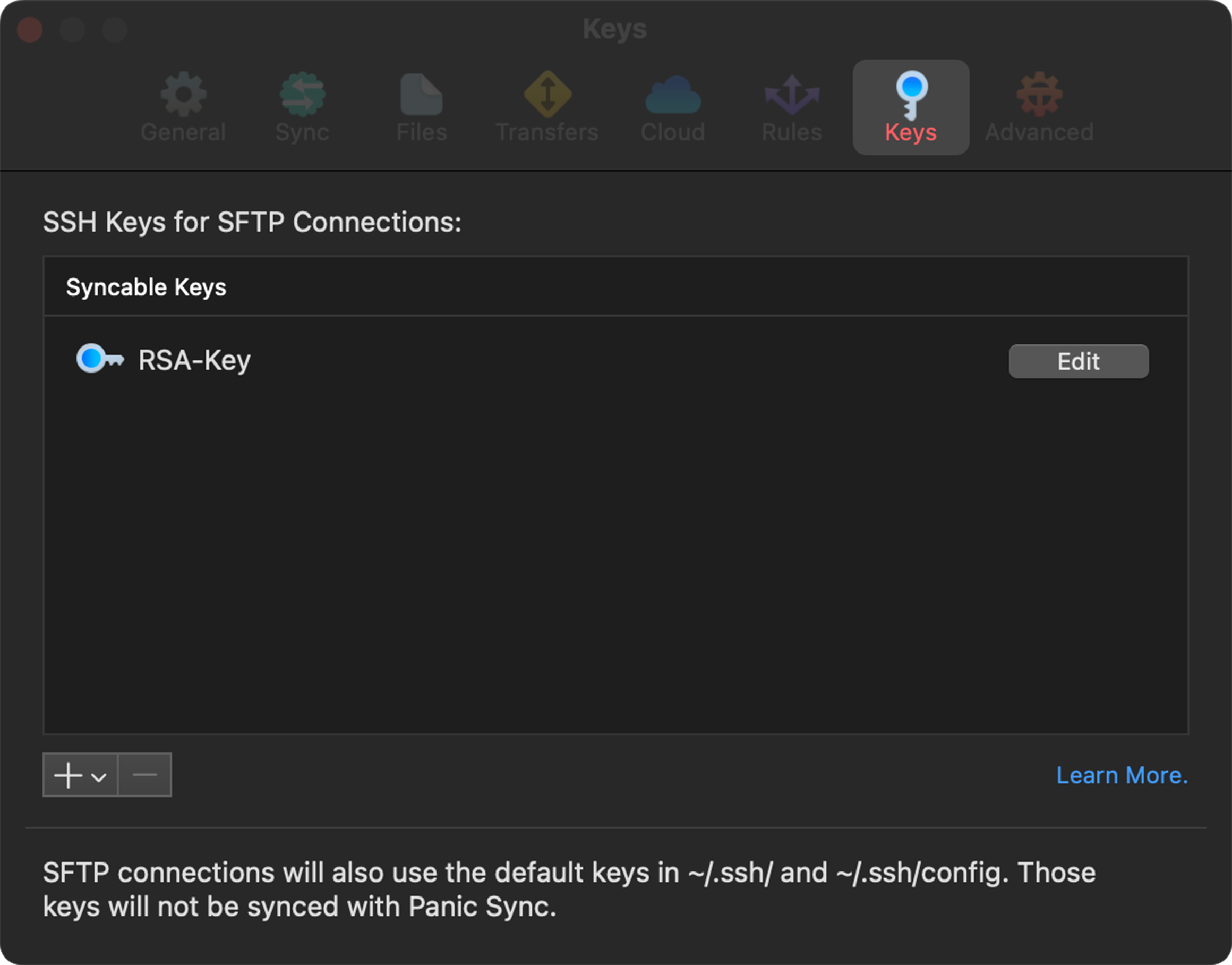 Transmit Keys Settings