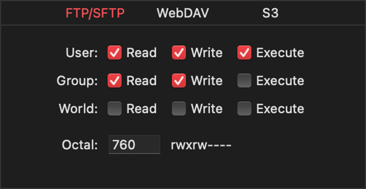 Custom FTP/SFTP Permissions