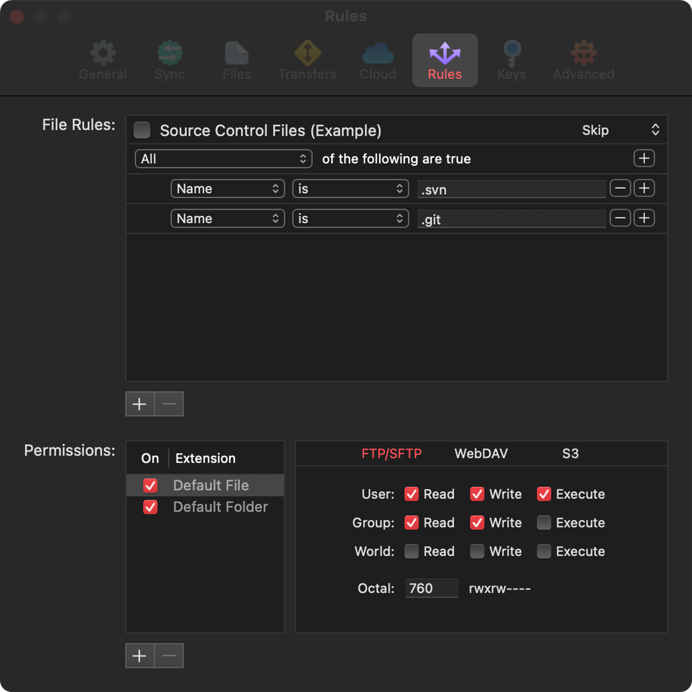 Transmit Rules Settings