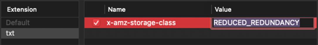x-amz-storage-class Header