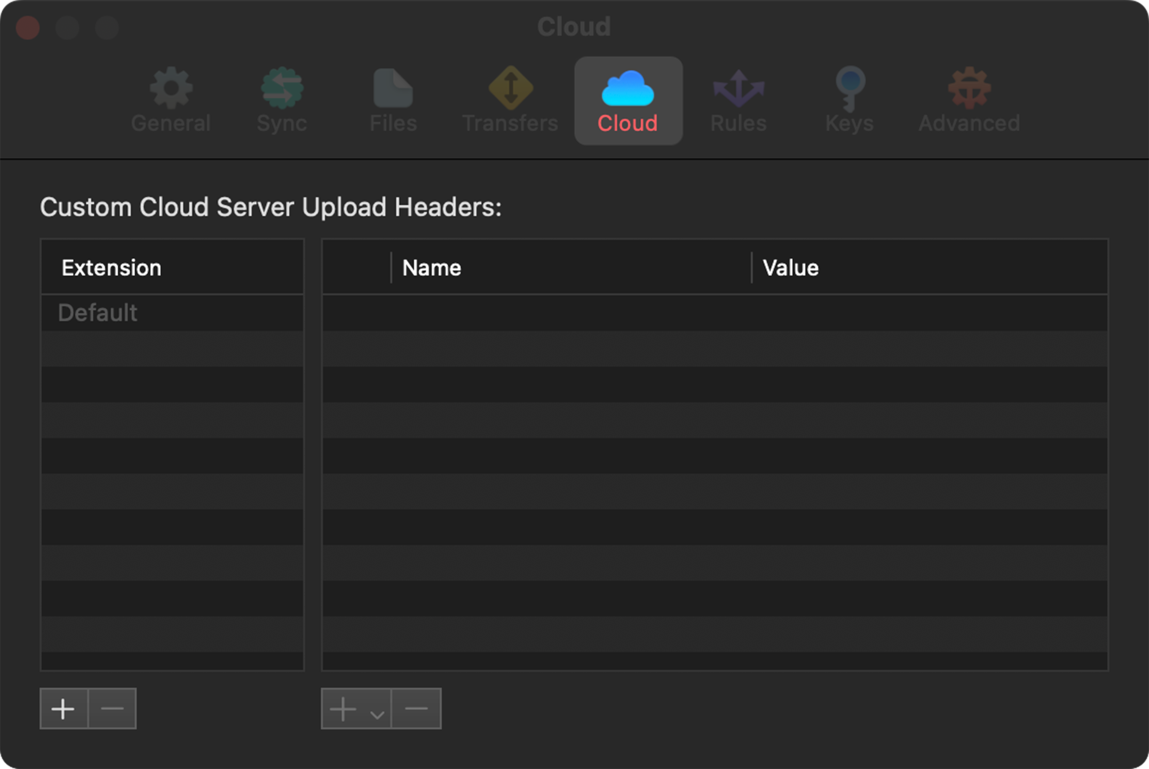 Transmit Cloud Headers Settings Transmit Cloud Headers Settings