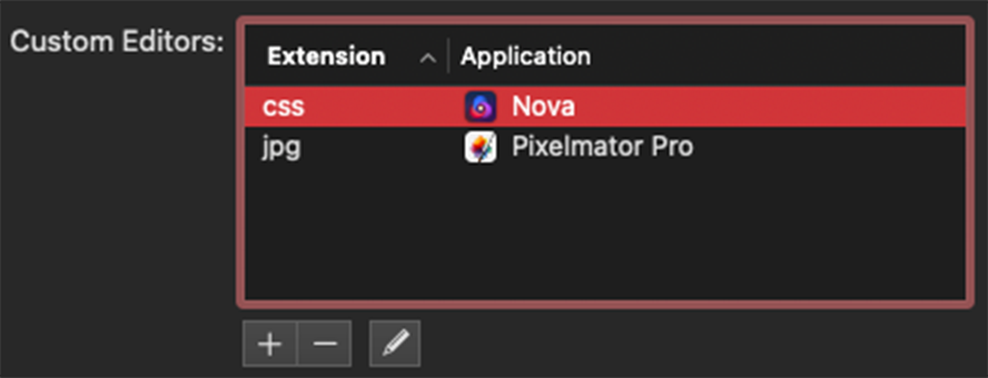 Files Custom Editor Settings