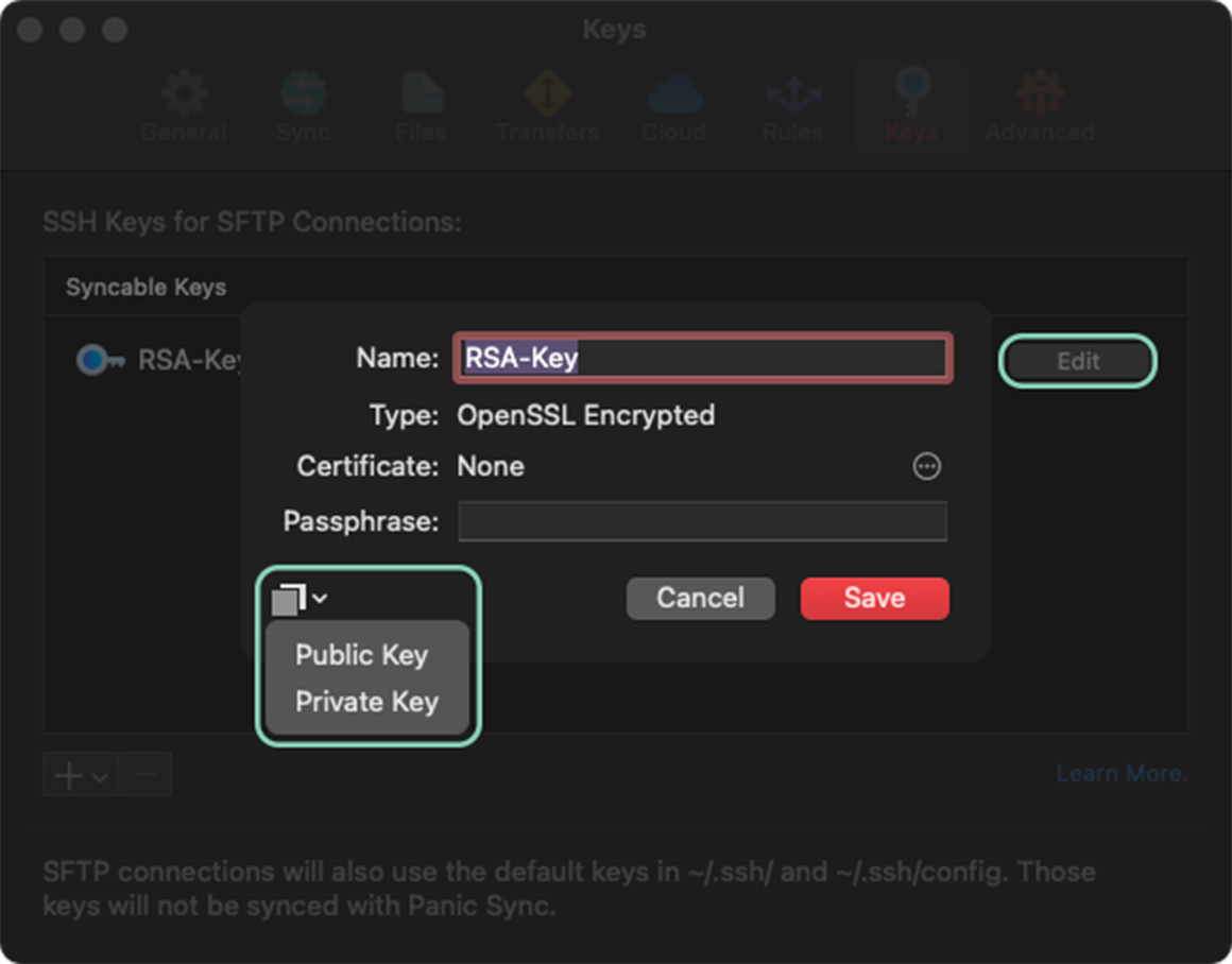 Editing an already Generated Key