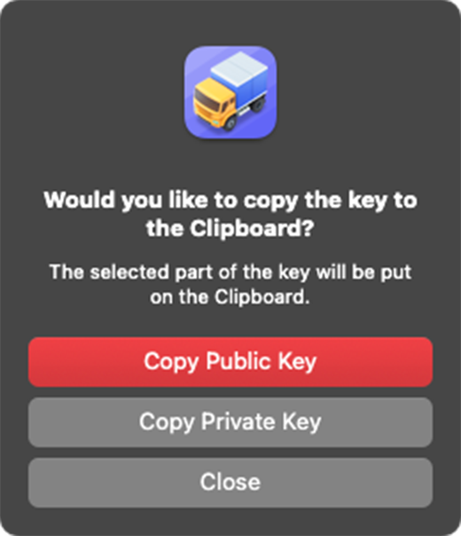 Copy the Public and Private Keys