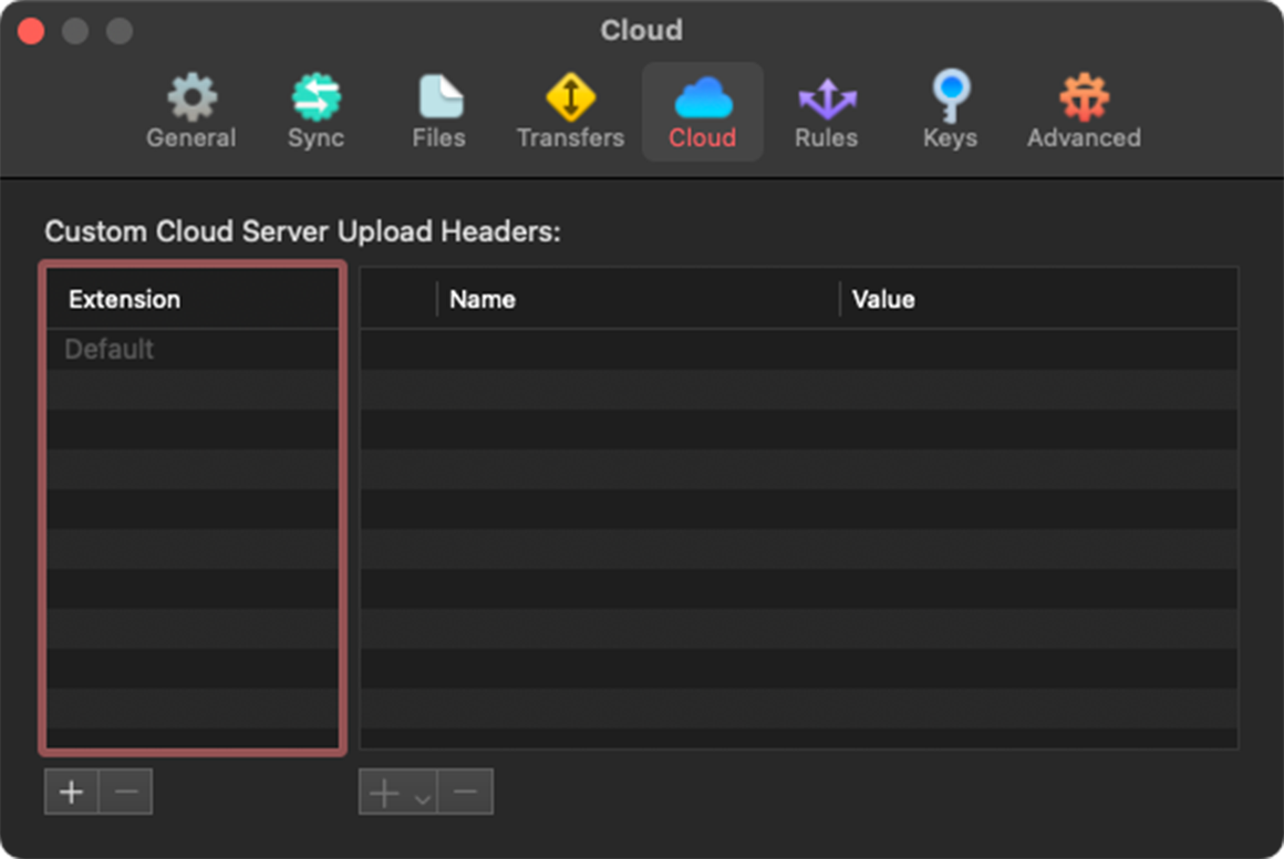 Transmit Cloud Headers Settings Transmit Cloud Headers Settings