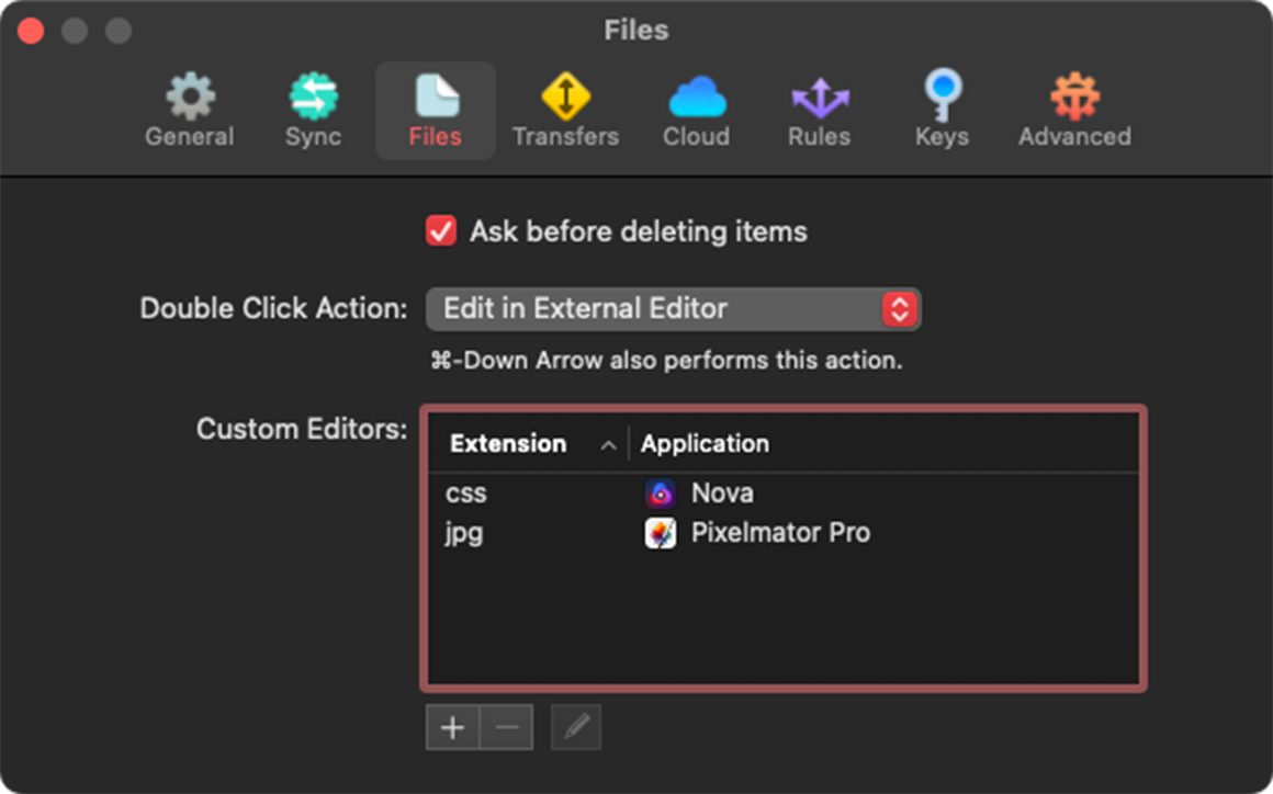 Transmit Files Settings Transmit Files Settings