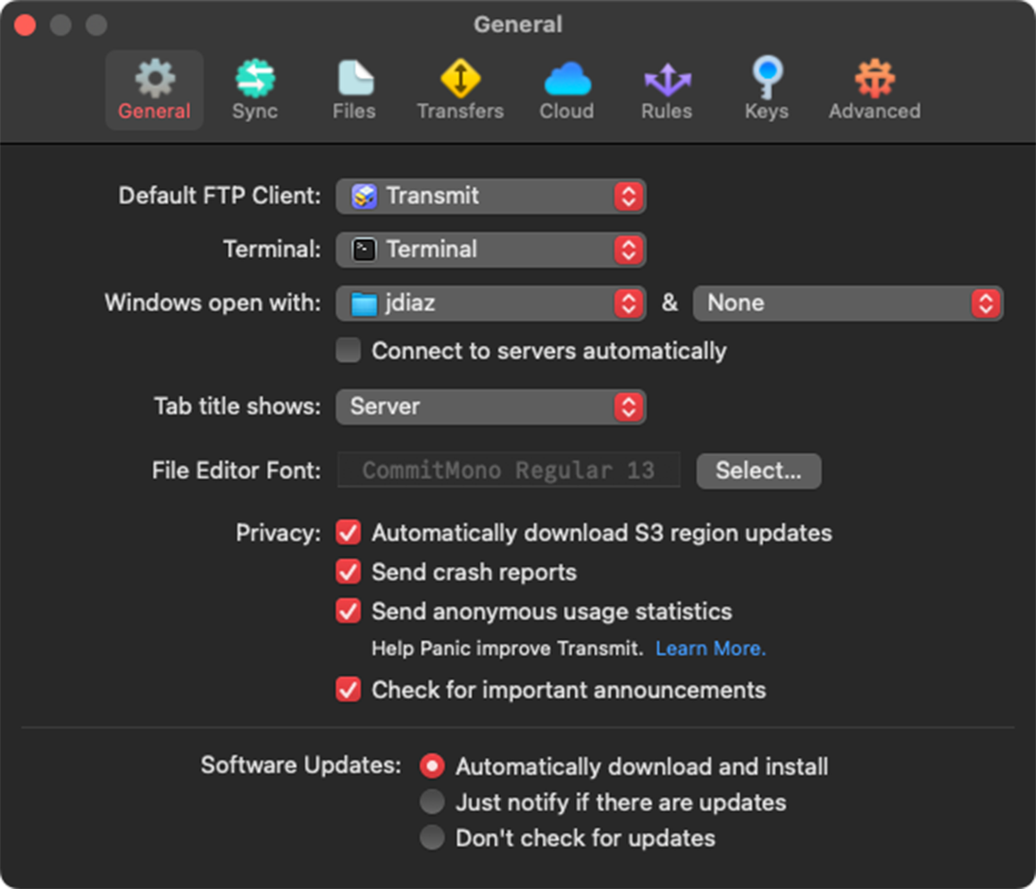 Transmit General Settings Transmit General Settings