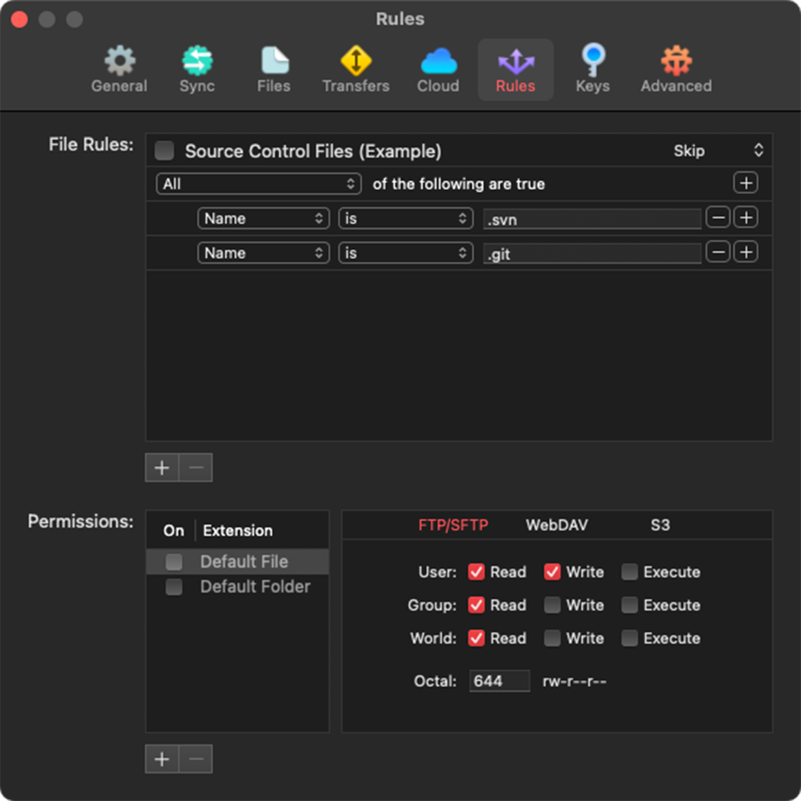 Transmit Rules Settings Transmit Rules Settings